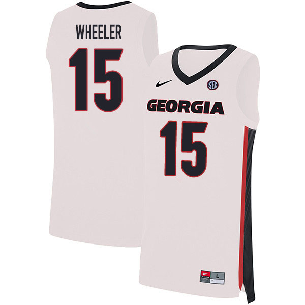 2020 Men #15 Sahvir Wheeler Georgia Bulldogs College Basketball Jerseys Sale-White - Click Image to Close